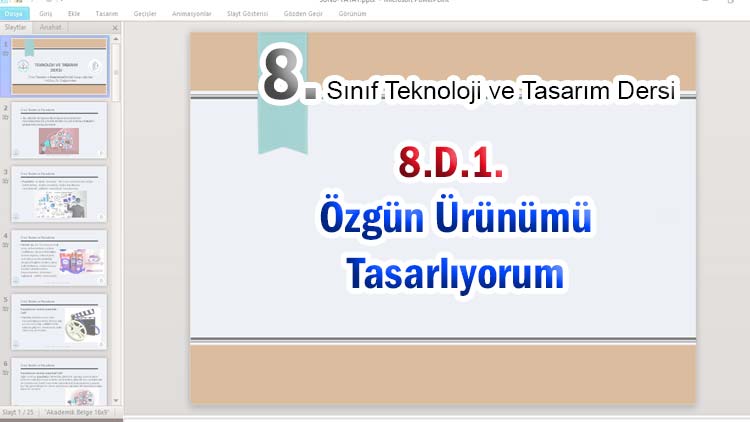 8. sınıf özgün ürünümü tasarlıyorum sunu slayt