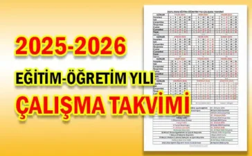 2025-2026 Eğitim Öğretim Yılı Çalışma Takvimi